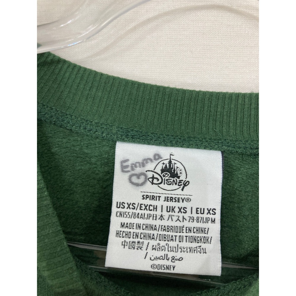 Disney Spirit Jersey Adults XS Green Mickey Mouse Faux Fur Mixed Media Pullover - Picture 3 of 8